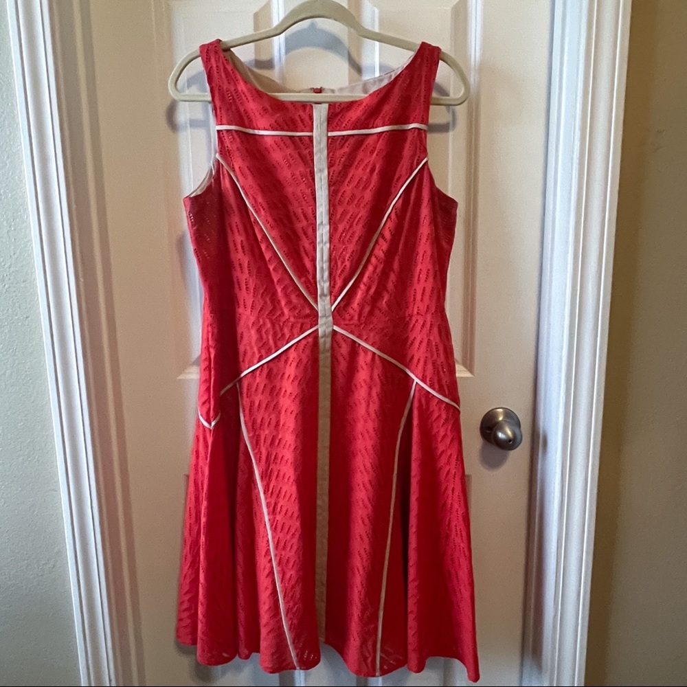 Vince Camuto red-orange eyelet dress